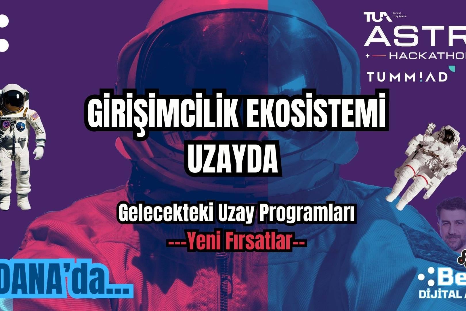 Astro Hackathon Adana girişimcilik ekosistemi, Türkiye Uzay Ajansı desteğiyle genç girişimcilerin uzay teknolojileri ve inovasyon projeleri geliştirdiği etkinlik.